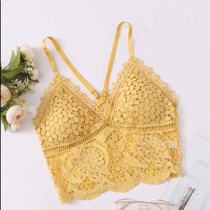 SHEIN Yellow Guipure Lace Bralette O/S NWT